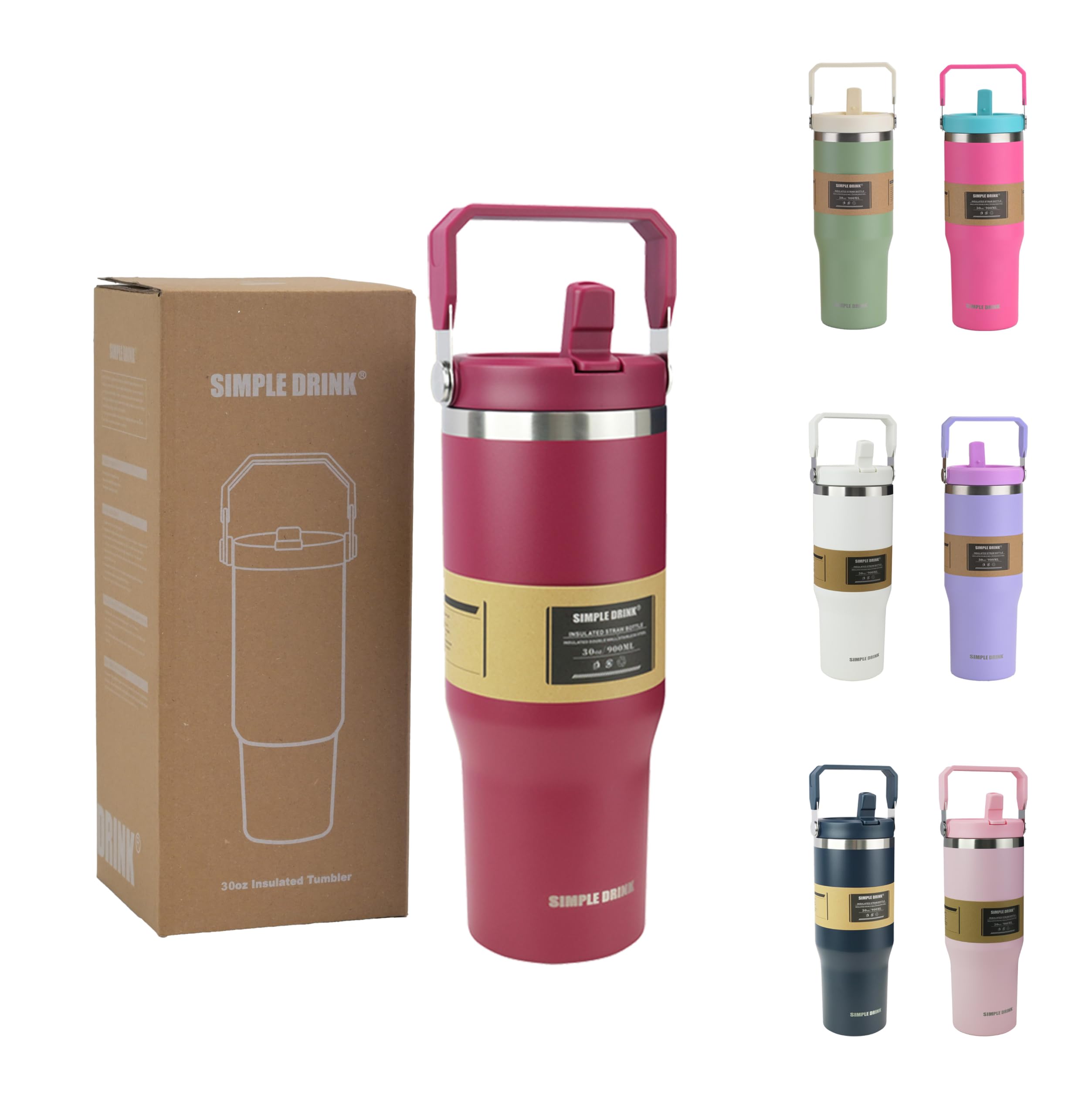 SIMPLE DRINK 30oz insulated water bottle with handle