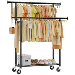 Simple Trending Clothes Rack front view with double rods