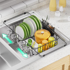 Simple Trending expandable dish drying rack on sink edge
