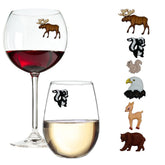 Simply Charmed Northwoods forest animal wine glass charms close up