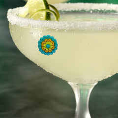 Sugar skull wine glass charm with flower motif for parties