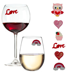 Simply Charmed Valentine wine charms six magnetic markers