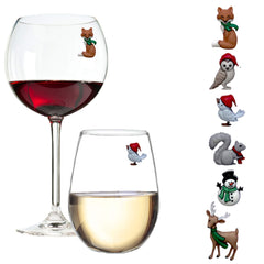 Simply Charmed winter magnetic wine charms set of 6 on display