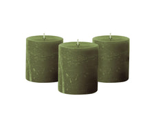 Simply Soson Dark Moss Green pillar candles 3x3 set of 3