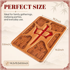 Wooden mahjong serving tray bamboo construction yellow finish