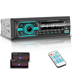 Single Din Radio Car Stereo Bluetooth front view with display