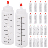 SINJEUN 20 pack squeeze bottles for sauces 8 oz with red caps