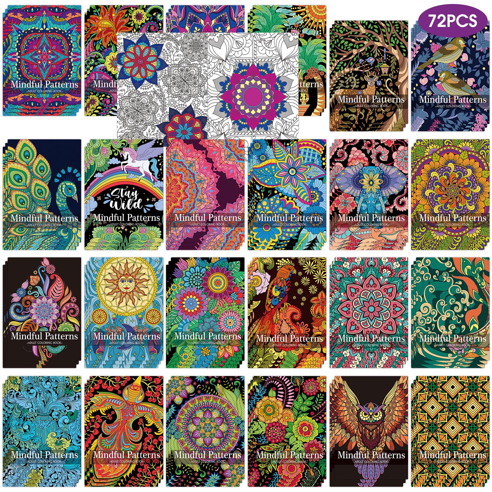Sinload 72 pcs mindful coloring books for adults