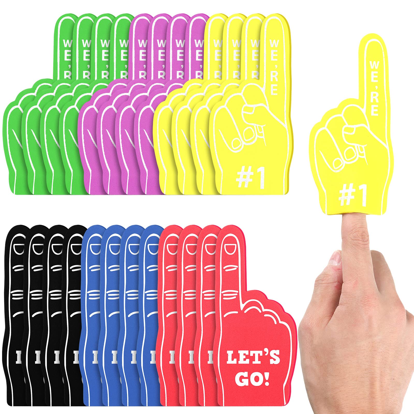 Sinmoe 48 pcs mini foam fingers multicolor in package