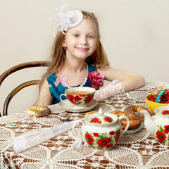 Sintege resin pearl necklace with pink bow from 4 Pcs Girls Tea Party Set