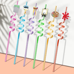Sip and Paint Party Straw Set bright colors