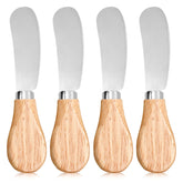 Siutaga cheese spreader knives four piece set stainless steel blades wooden handles