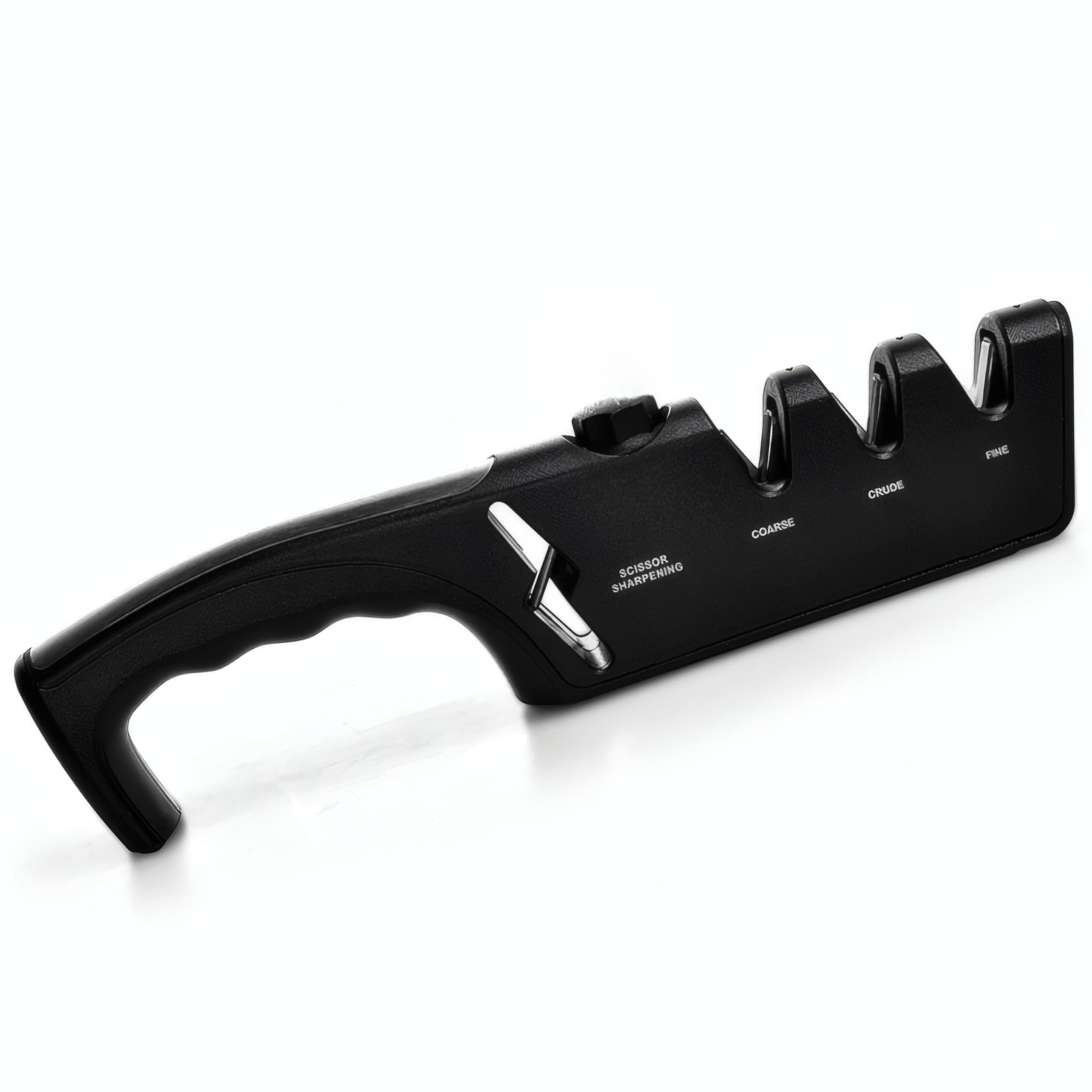 Six-angle knife sharpener product image showing adjustable slots