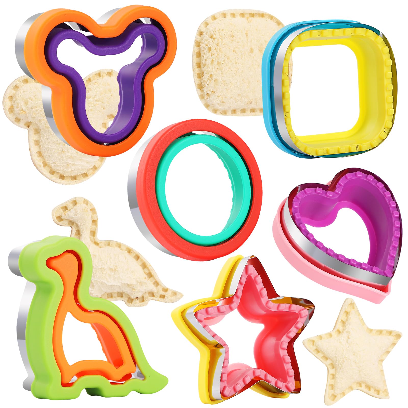 Six piece sandwich cutters set with six different shapes