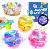 Six individually wrapped Easter egg spinning tops