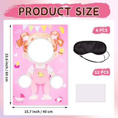 Six game boards with adorable baby illustrations for party play