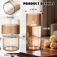 Six inch tall clear glass cylinder vases