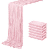 Six pack light pink cheesecloth table runner 20x120 inch for weddings