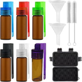 Six-pack mini glass salt pepper shakers with spoon in brown glass