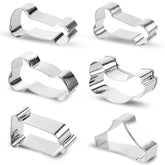 six piece adult baking cookie cutter set in stainless steel