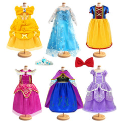 Six piece princess dresses with tiaras for 18 inch dolls