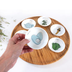 Hebrew names on bowls for ceremonial foods