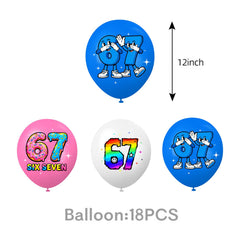 18 balloons coordinating colors for Six Seven theme