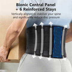 Back brace with six nylon stays for lumbar control