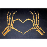 Skeleton Hands Heart Halloween Bathroom Decor carved wooden sign in black