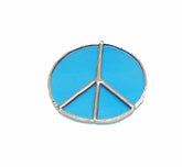 Sky Blue Peace Sign stained glass sun catcher