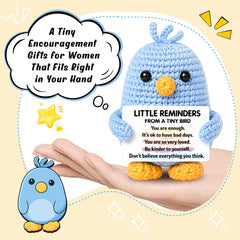 Crochet blue bird keepsake from Skyists suitable for desk or shelf