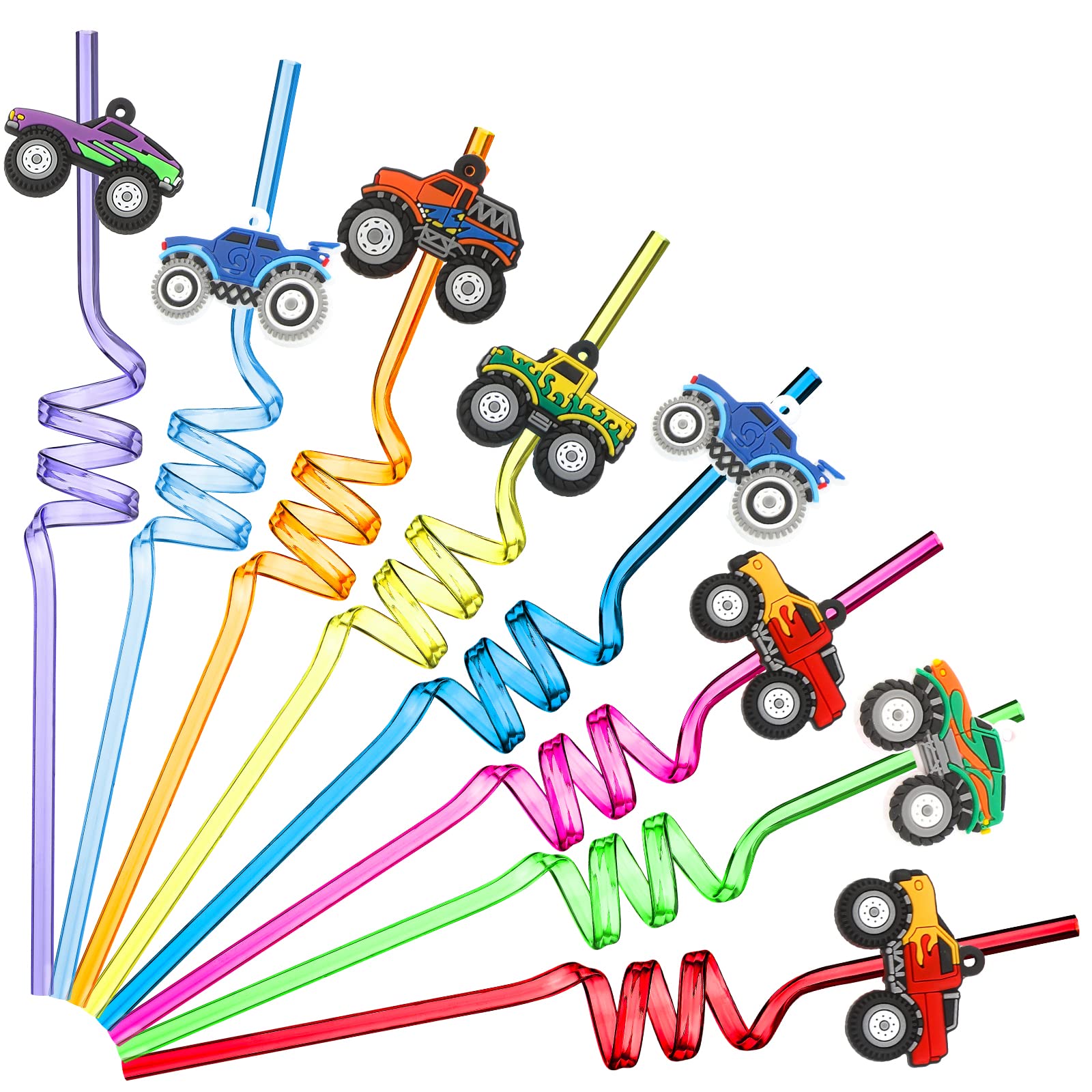 Skyley 24 Pcs Truck Straws 24 pack with truck attachments