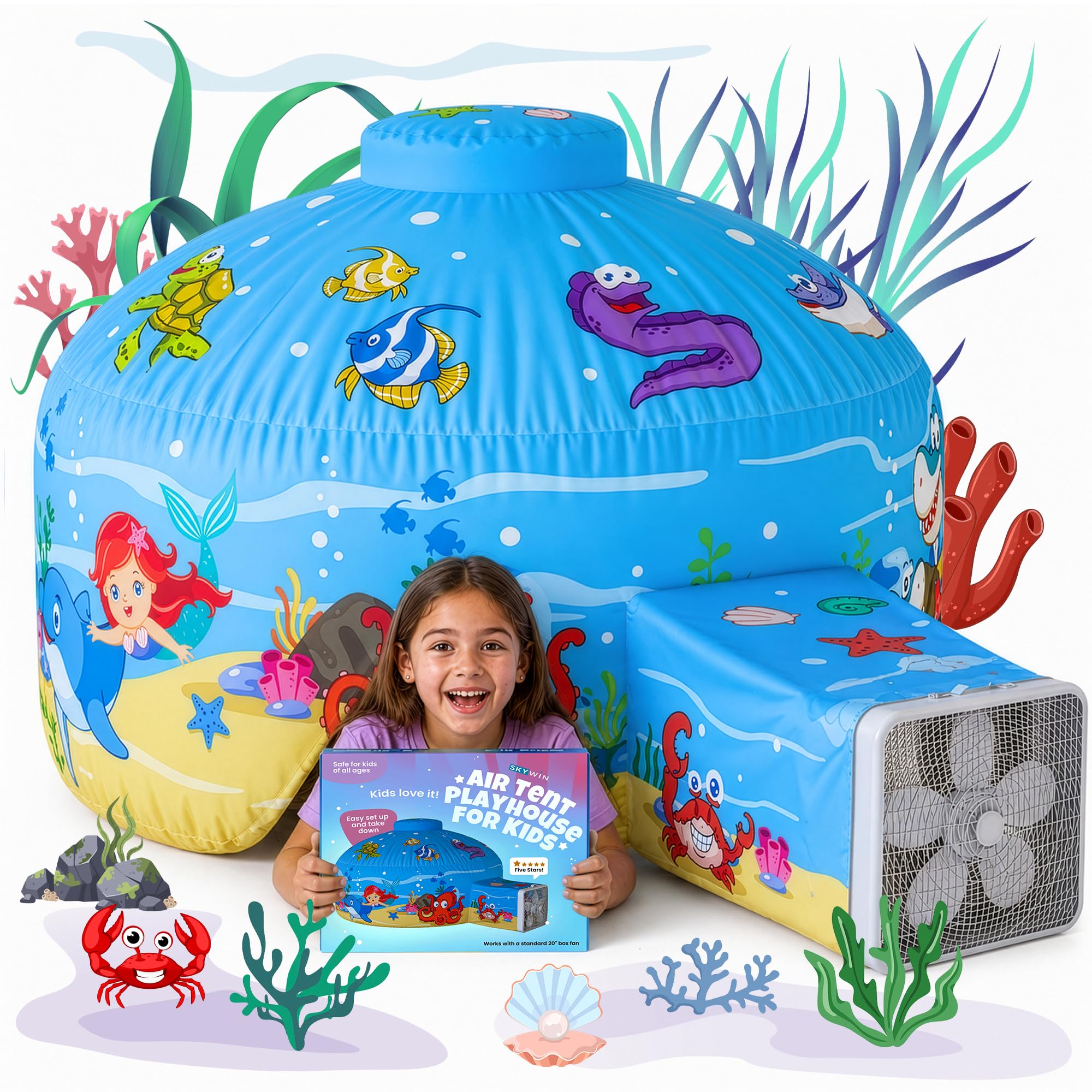 Skywin Airtent air tent for kids 77 x 50 inches ocean fun – image 1