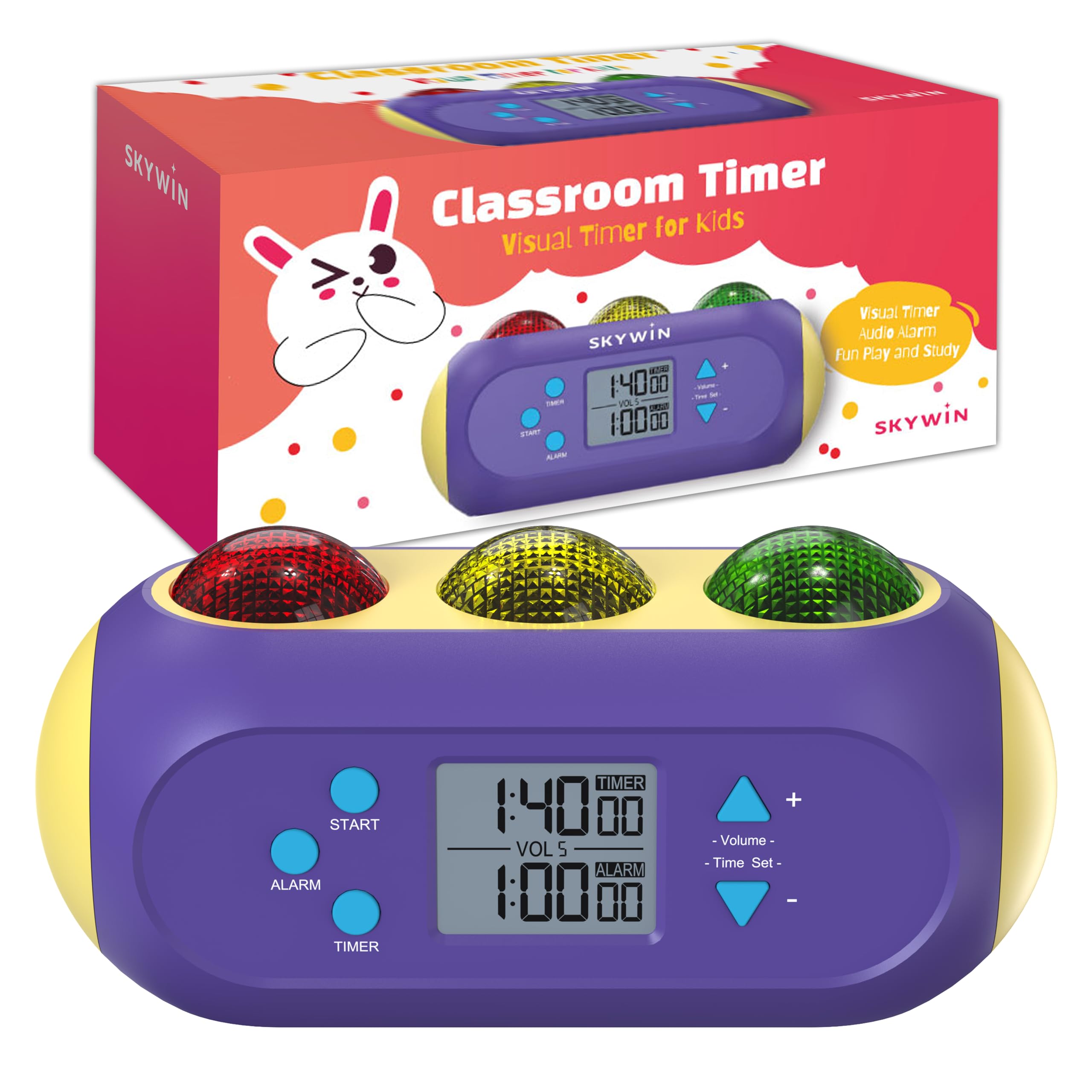 Skywin Visual Timer for Kids with red yellow green LED lights