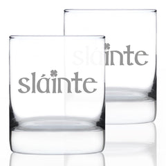 Slainte Irish Cheers Rocks Glass engraved in Colorado