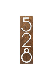 Sleek Modern House Number Plaque with Western Red Cedar and acrylic digits