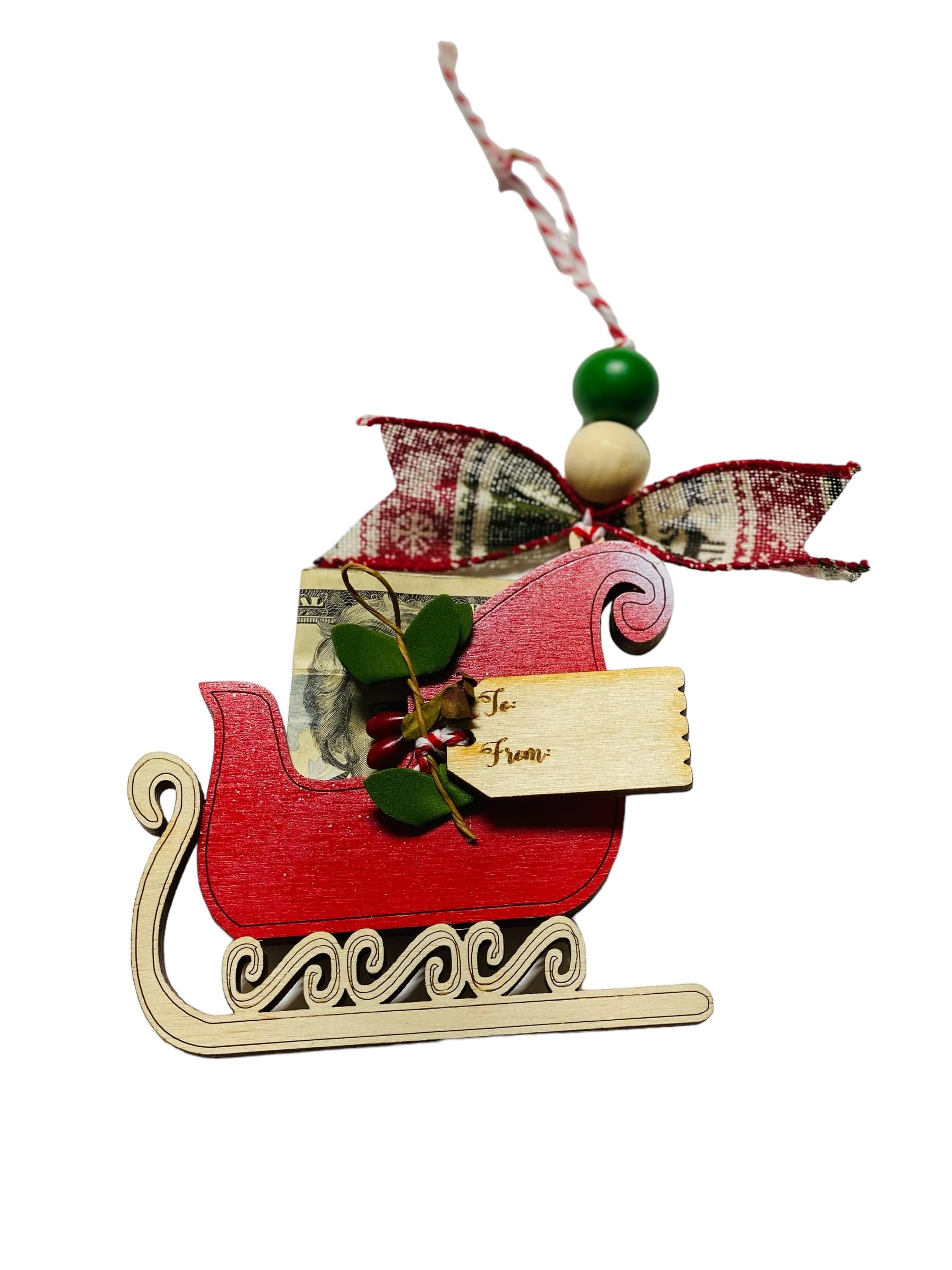 Sleigh Sled gift card holder Christmas ornament image