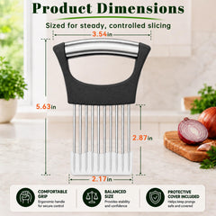 Protective cover for onion slicer prongs