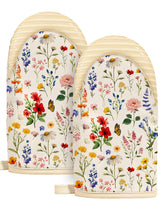 Slohif Vintage Floral Mini Oven Mitts Set beige color close view
