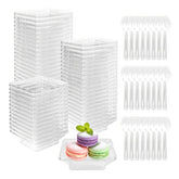 Slomg 100 pack mini plastic dessert plates with tasting spoons ready for events