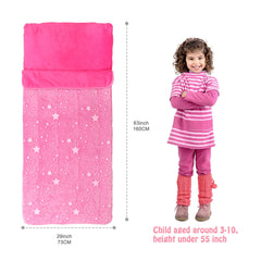 63x29 inches kids sleeping bag laid out flat