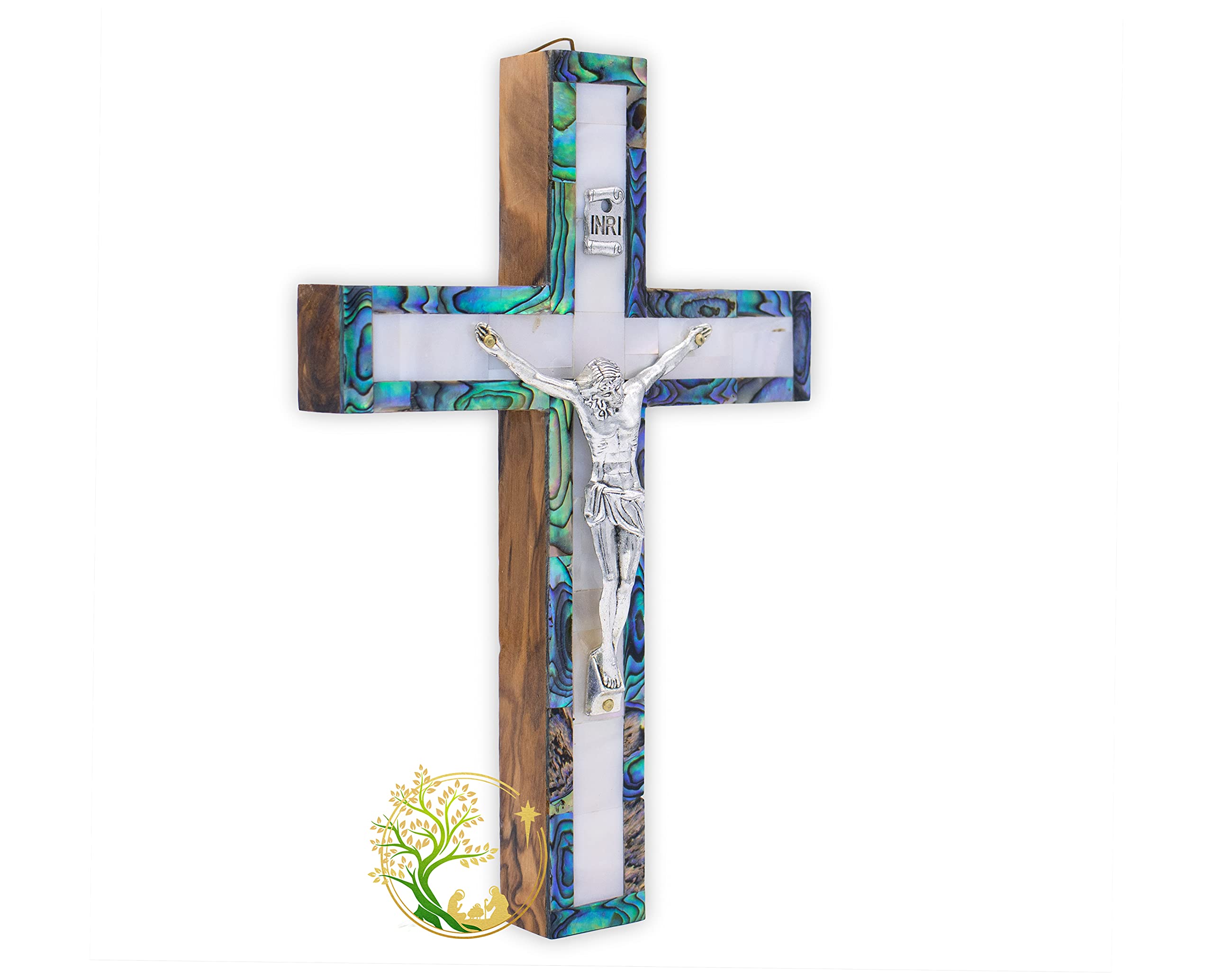 Small decorative wall cross with mother of pearl inlay