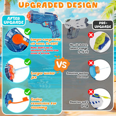 Water gun range up to 25 feet with silicone plug design