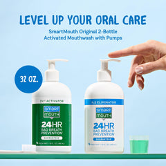 Close up of SmartMouth zinc activated mouthwash 16 oz label