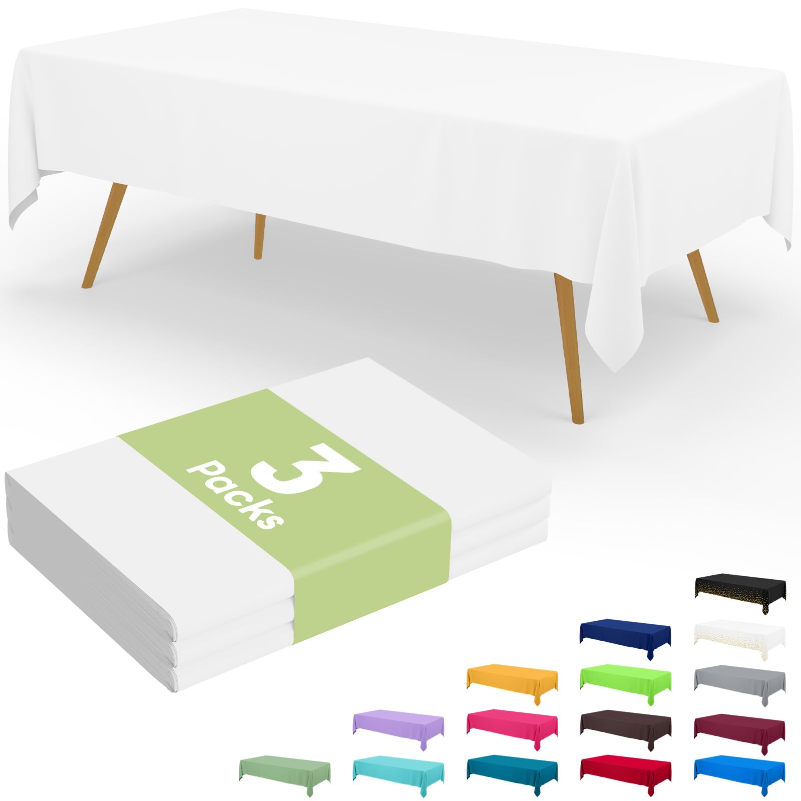Smiry disposable table cloth 3 pack white 54x72 inches