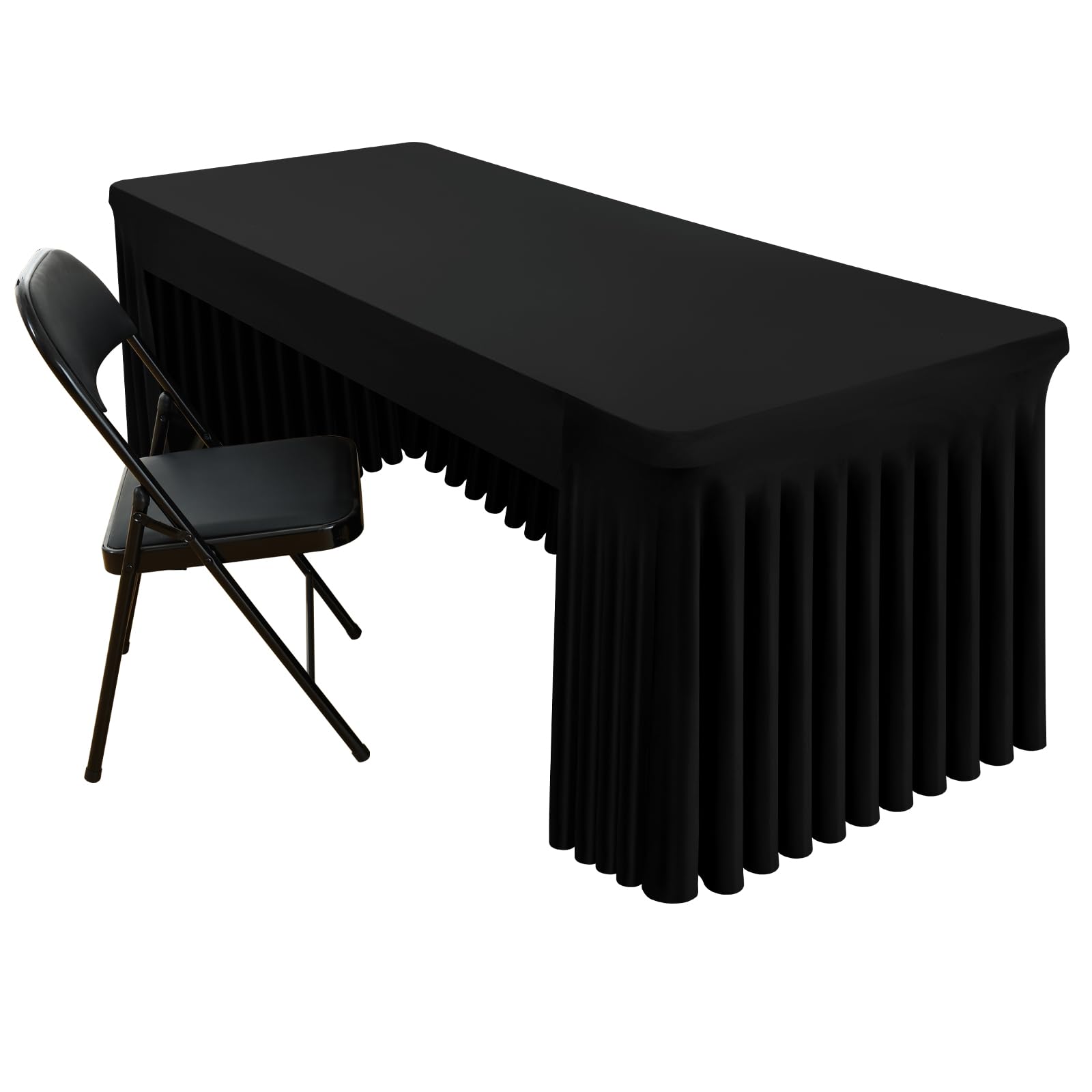 Smiry Spandex Open Back Tablecloth 6ft black product photo