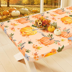 Smiry Thanksgiving fitted table cover 6ft vinyl tablecloth