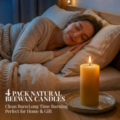 Smokeless dripless beeswax candle burning clean