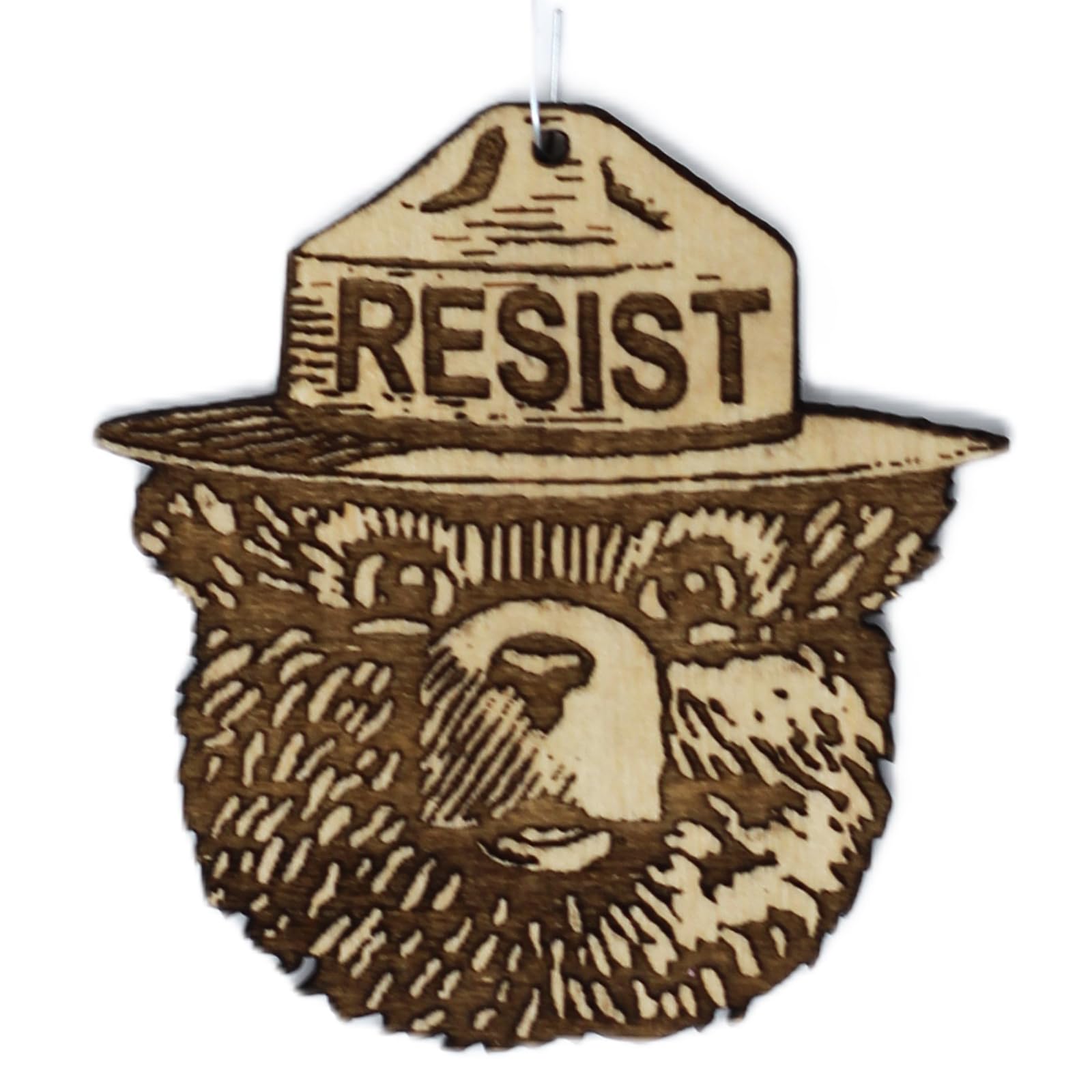 Smoky Resist Christmas Ornament birch wood handmade in USA
