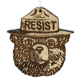Smoky Resist Christmas Ornament birch wood handmade in USA